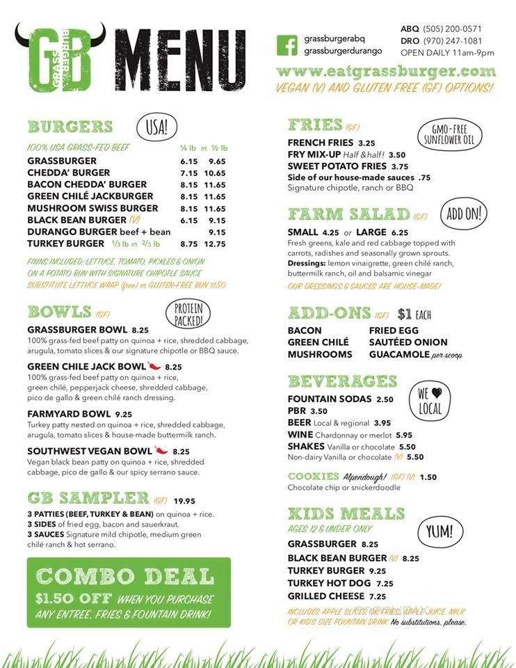 Grassburger - Albuquerque, NM menu_pic