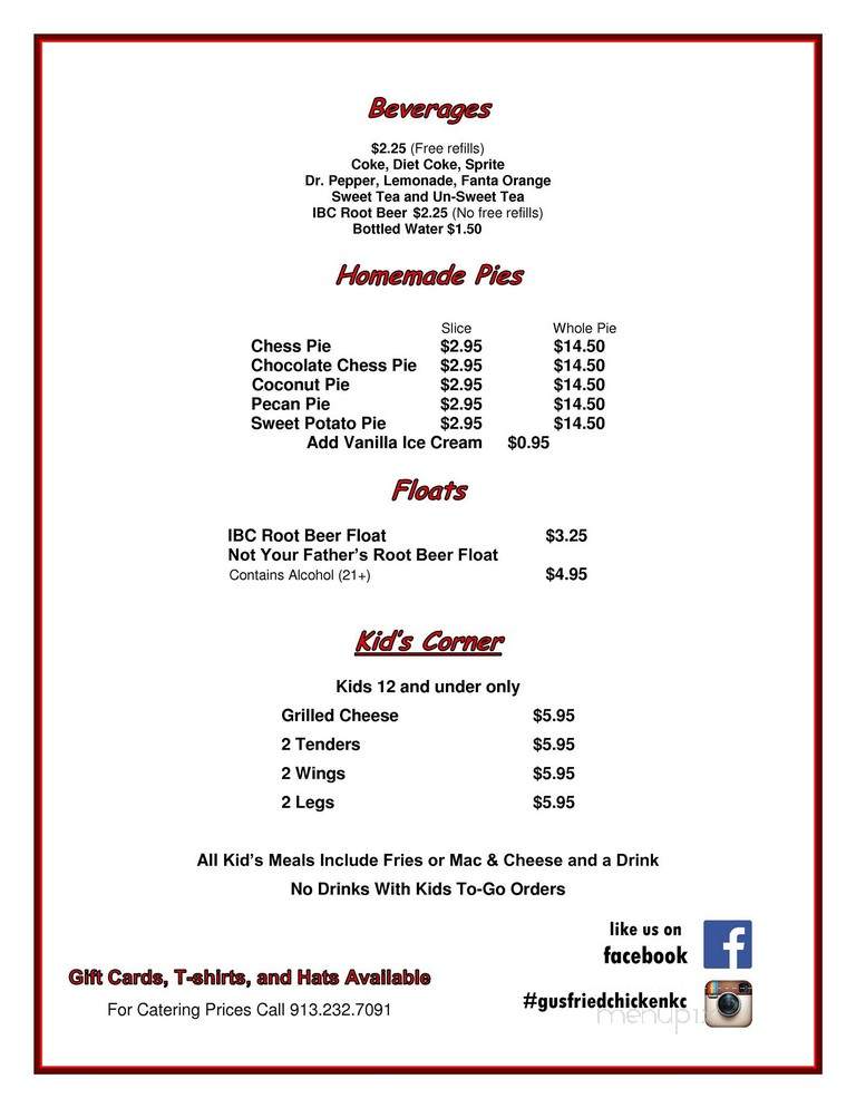 Gus's World Famous Hot & Spicy Fried Chicken - Kansas City, KS menu_pic