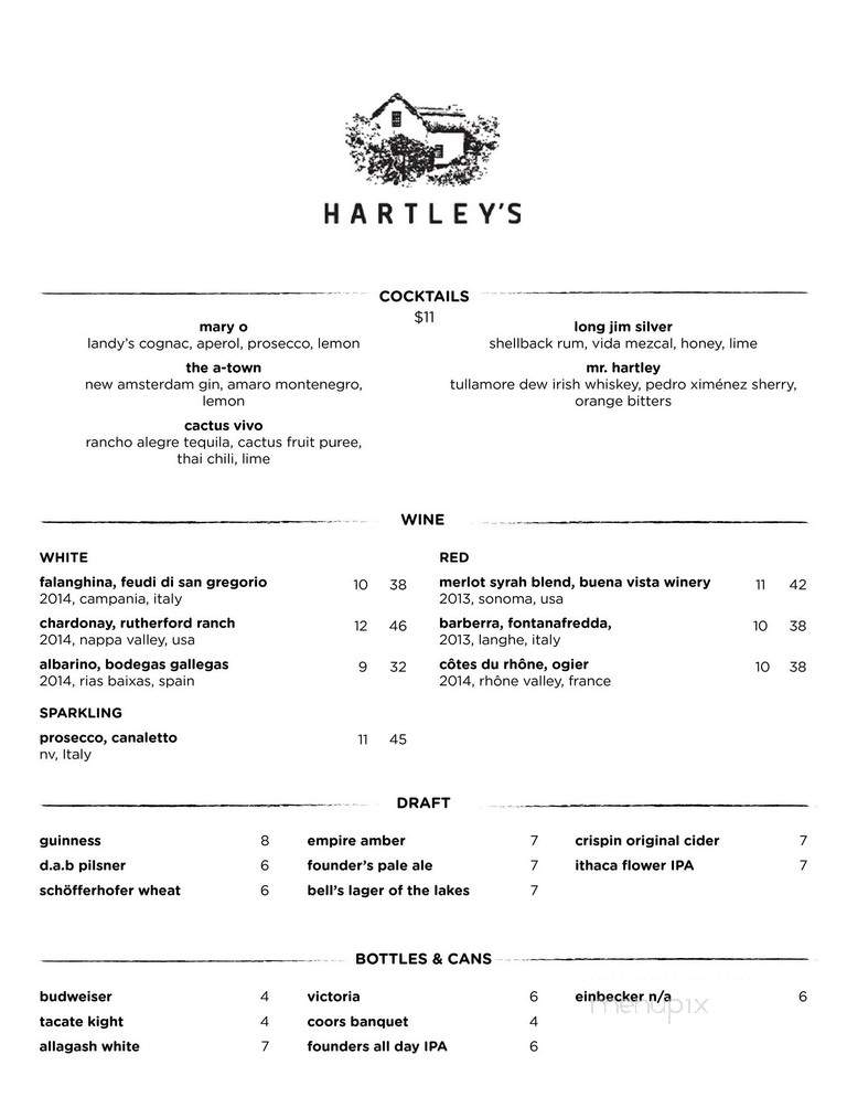 Hartley's - Clinton Hill, NY menu_pic