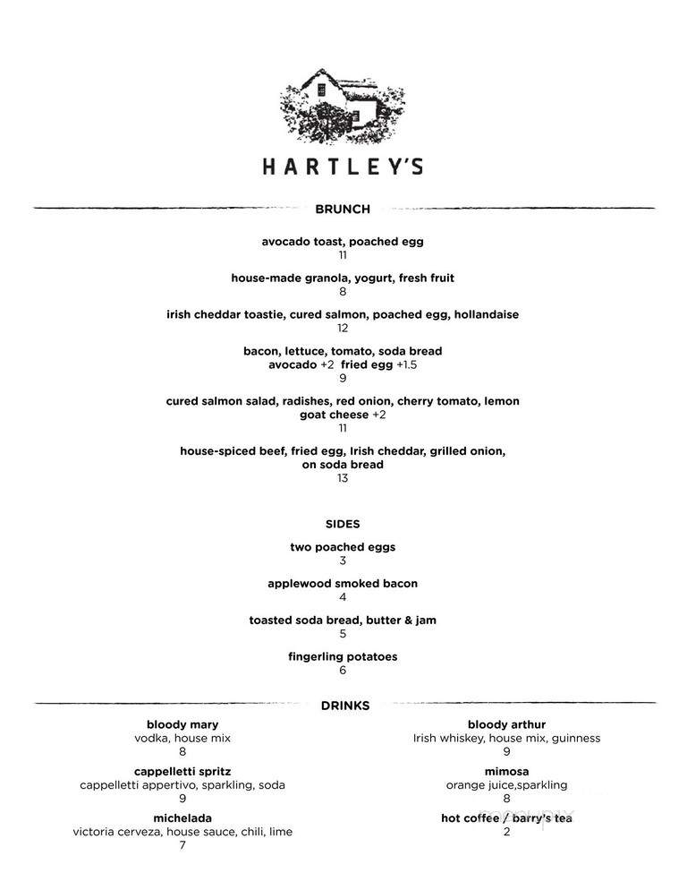 Hartley's - Clinton Hill, NY menu_pic
