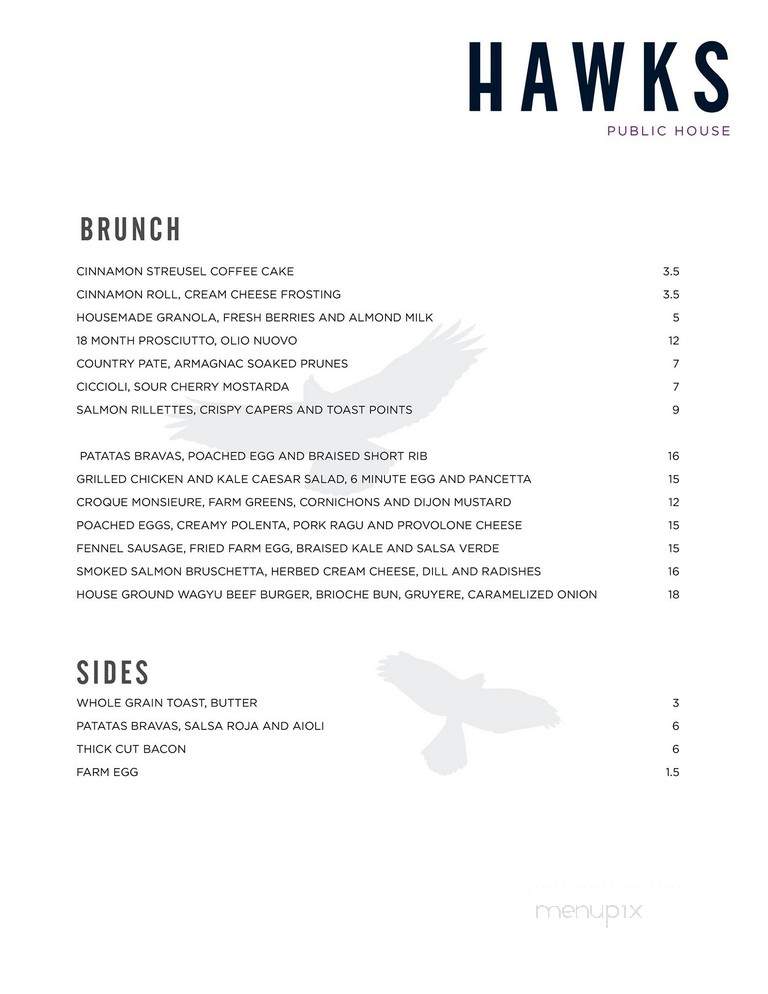 Hawks Public House - Sacramento, CA menu_pic