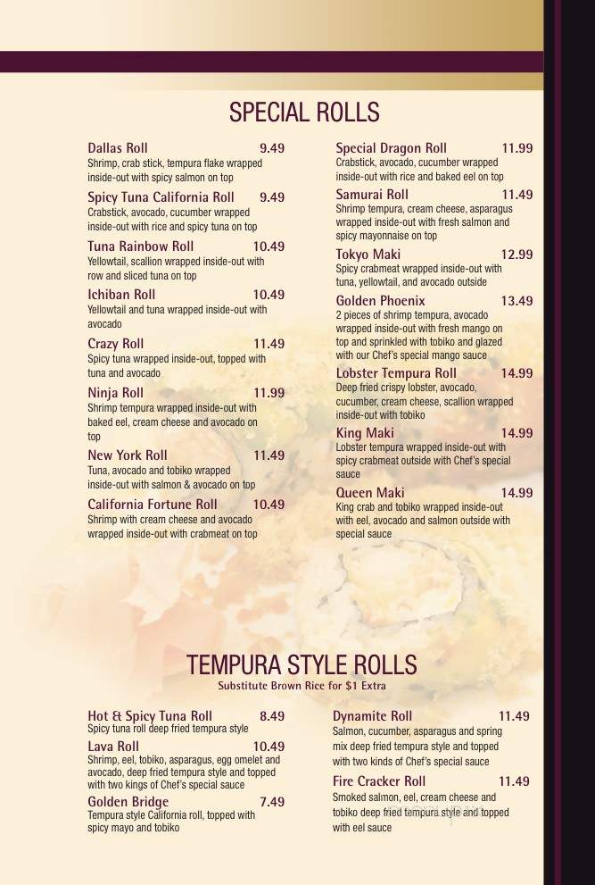 Hayashi Midtown - Lubbock, TX menu_pic