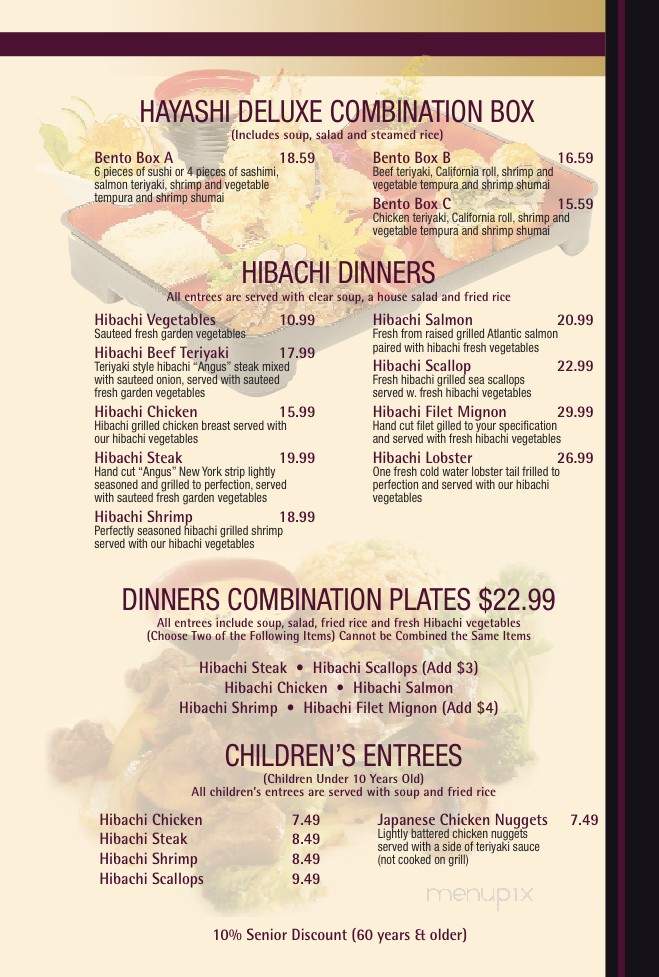 Hayashi Midtown - Lubbock, TX menu_pic