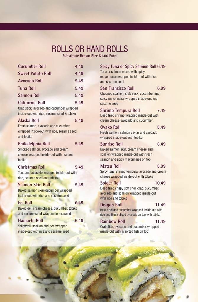 Hayashi Midtown - Lubbock, TX menu_pic