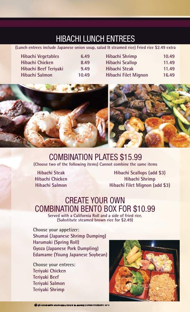 Hayashi Midtown - Lubbock, TX menu_pic