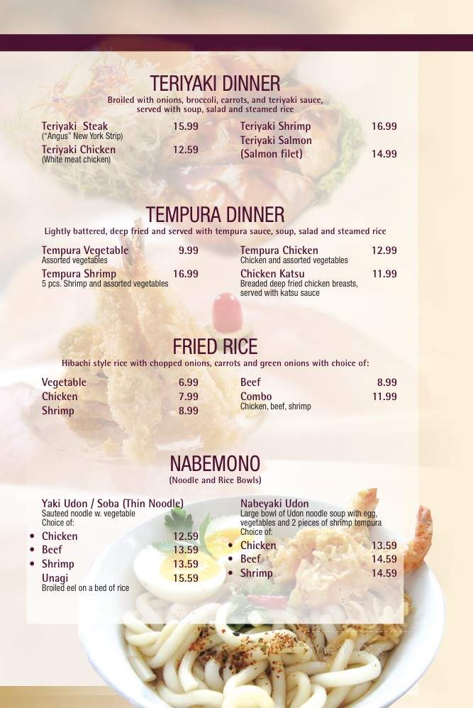 Hayashi Midtown - Lubbock, TX menu_pic
