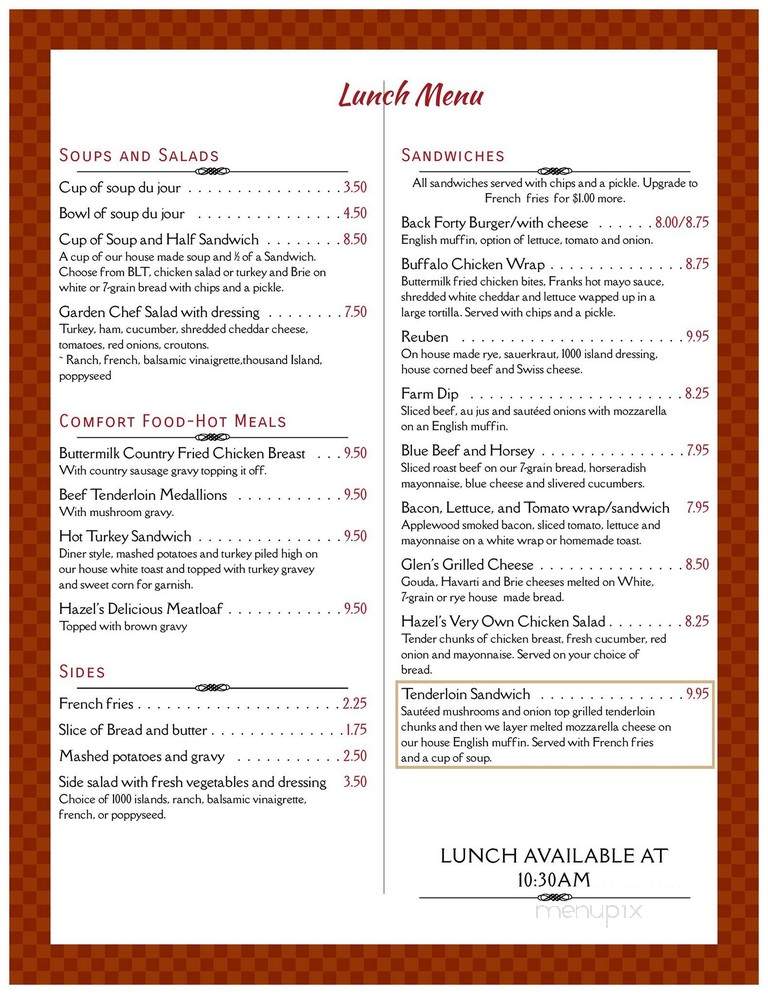 Hazel's Diner And Bakery - Hebron, IL menu_pic
