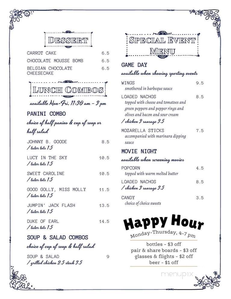 High & Low Winery - Medina, OH menu_pic