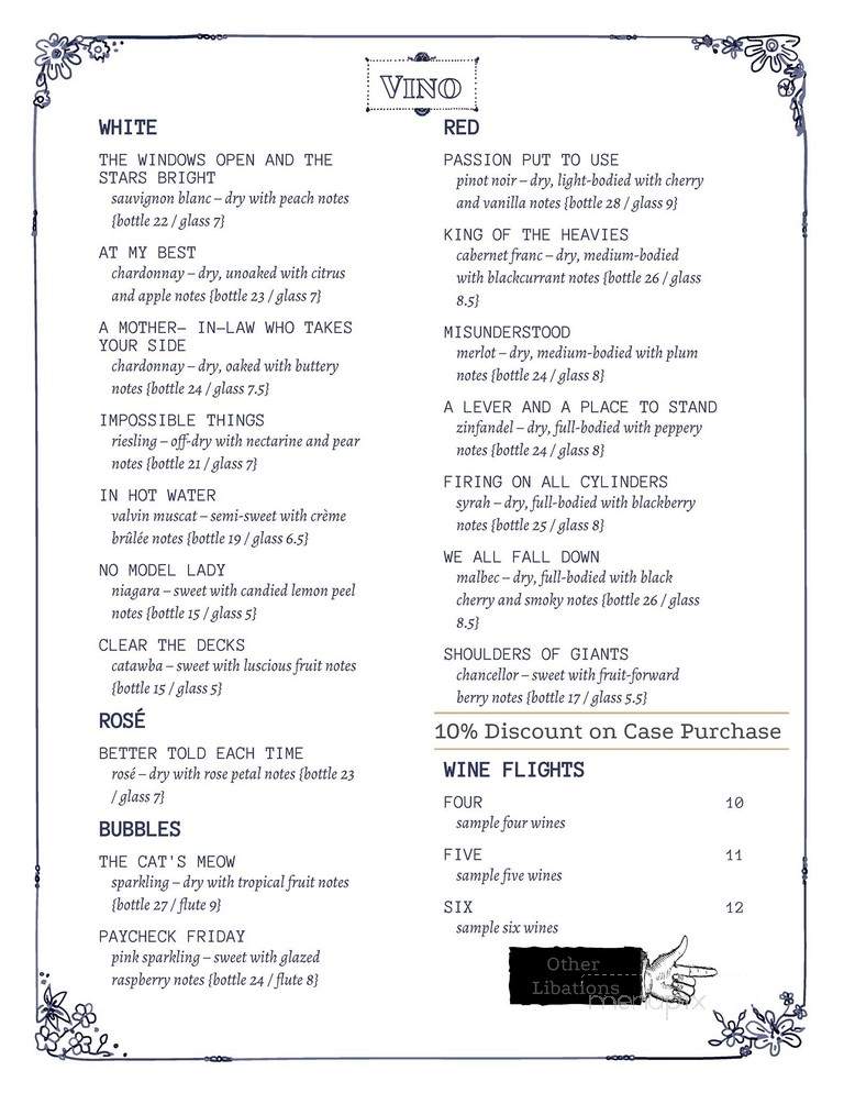 High & Low Winery - Medina, OH menu_pic
