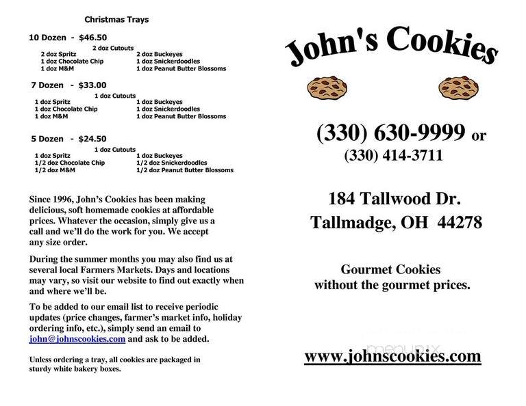 Online Menu Of Johns Cookies Tallmadge Oh