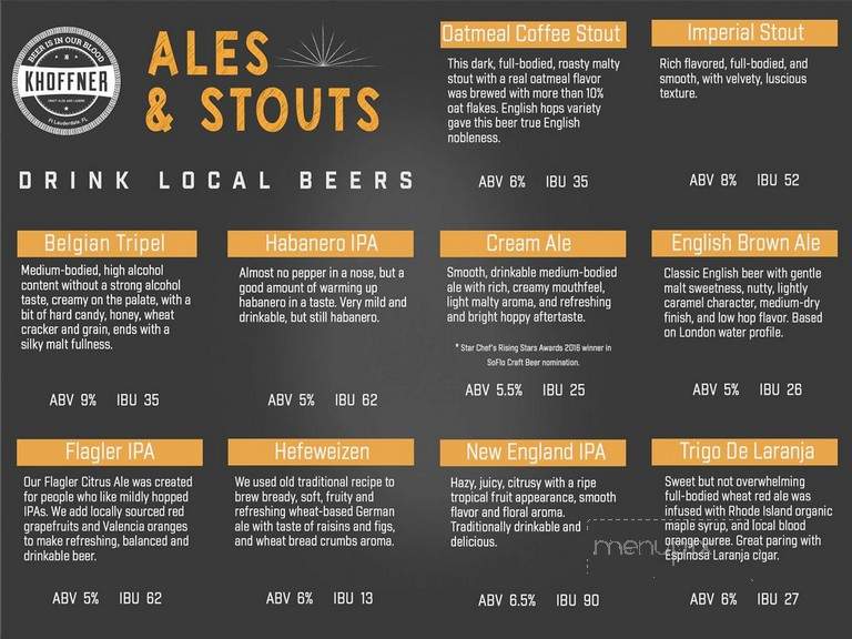 Khoffner Brewery - Fort Lauderdale, FL menu_pic
