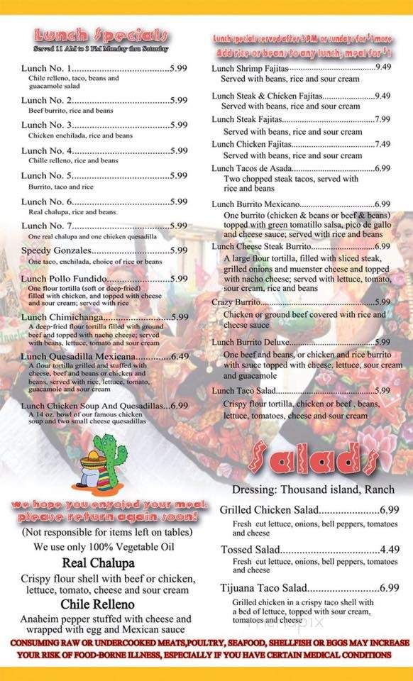 La Unica Mexican Restaurant Mooresville - Mooresville, NC menu_pic