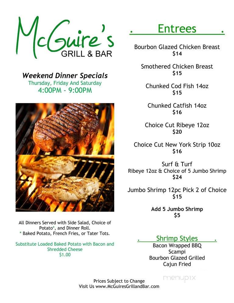 McGuires Grill & Bar - Wamac, IL menu_pic