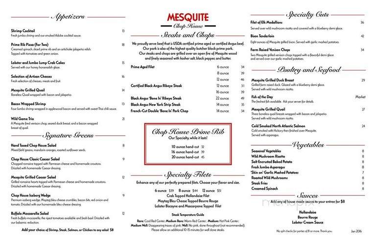 Mesquite Chop House - Oxford, MS menu_pic