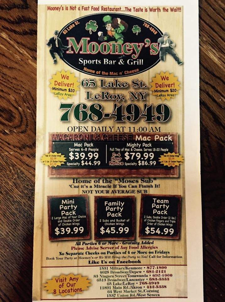Mooney's Sports Bar and Grill - Akron, NY