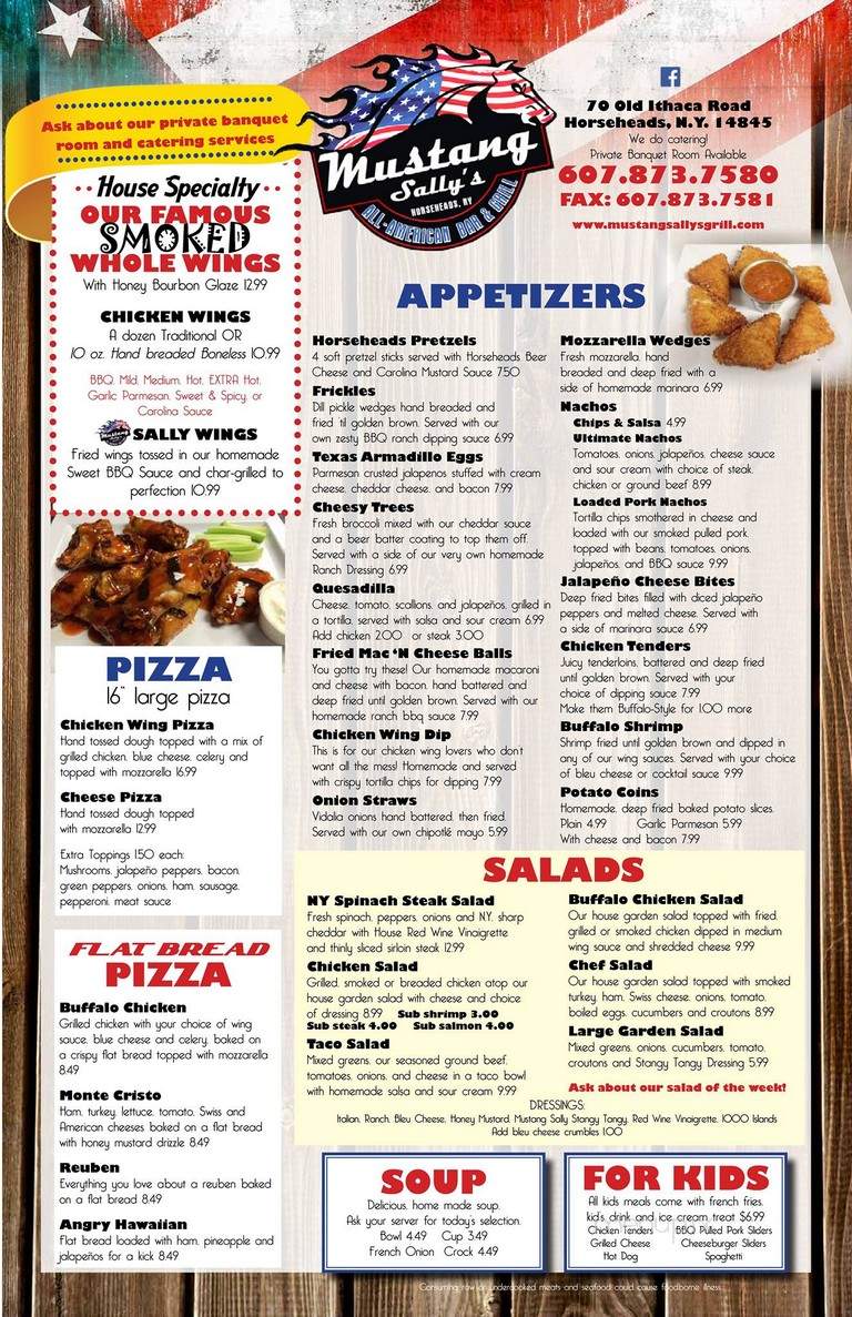 Mustang Sally's American Bar & Grill - Horseheads, NY menu_pic