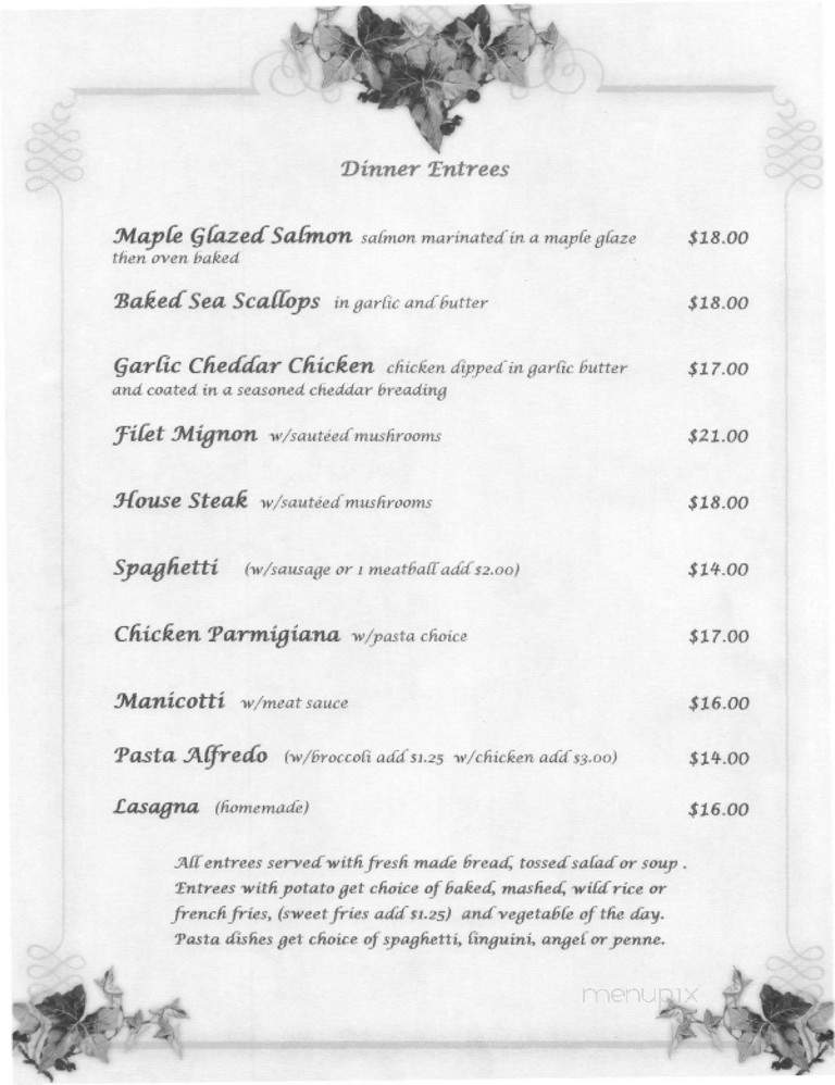 North Country Club Restaurant - Keeseville, NY menu_pic