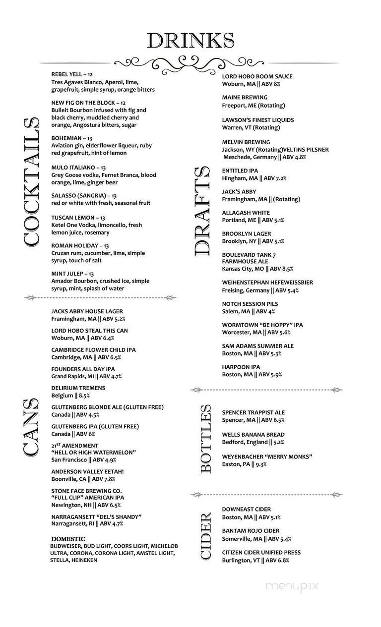 Novara Restaurant - Milton, MA menu_pic