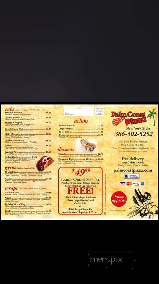 Palm Coast Pizza - Palm Coast, FL menu_pic