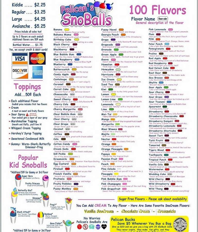 Pelican's Snoballs - Portsmouth, VA menu_pic