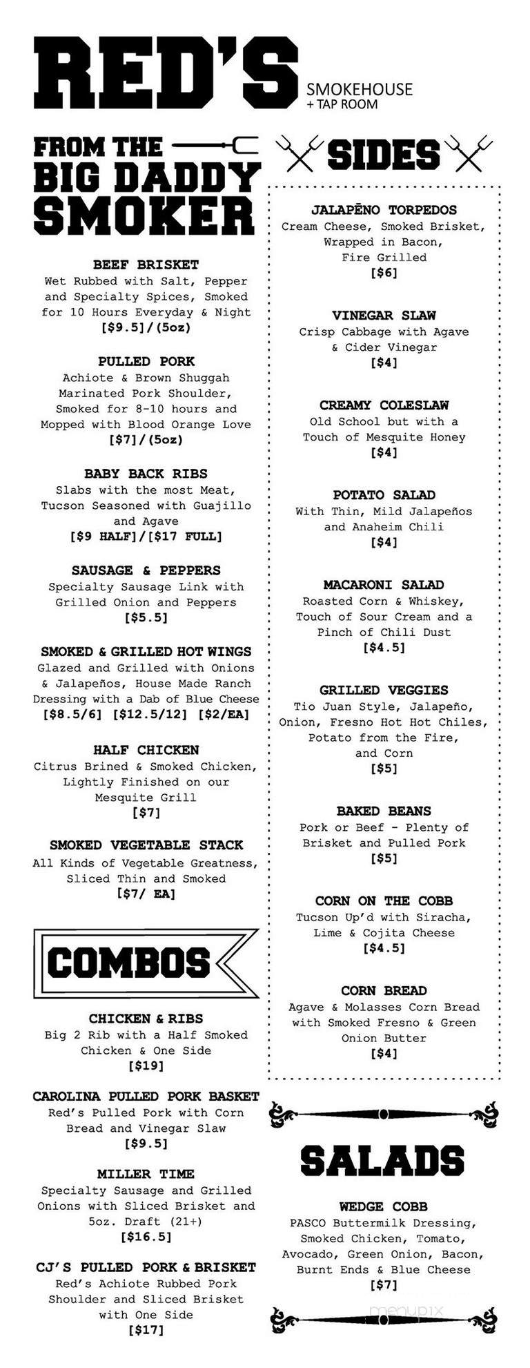 Red's Smokehouse & Tap Room - Tucson, AZ menu_pic
