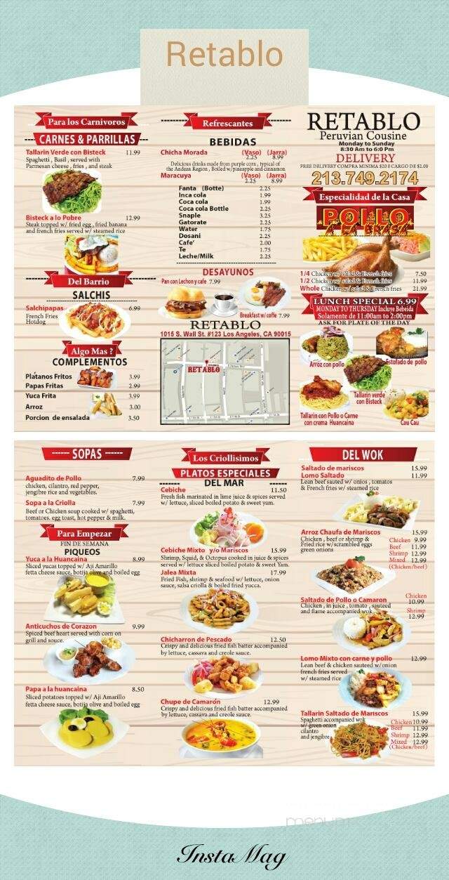 Retablo Peruvian Cuisine - Los Angeles, CA menu_pic
