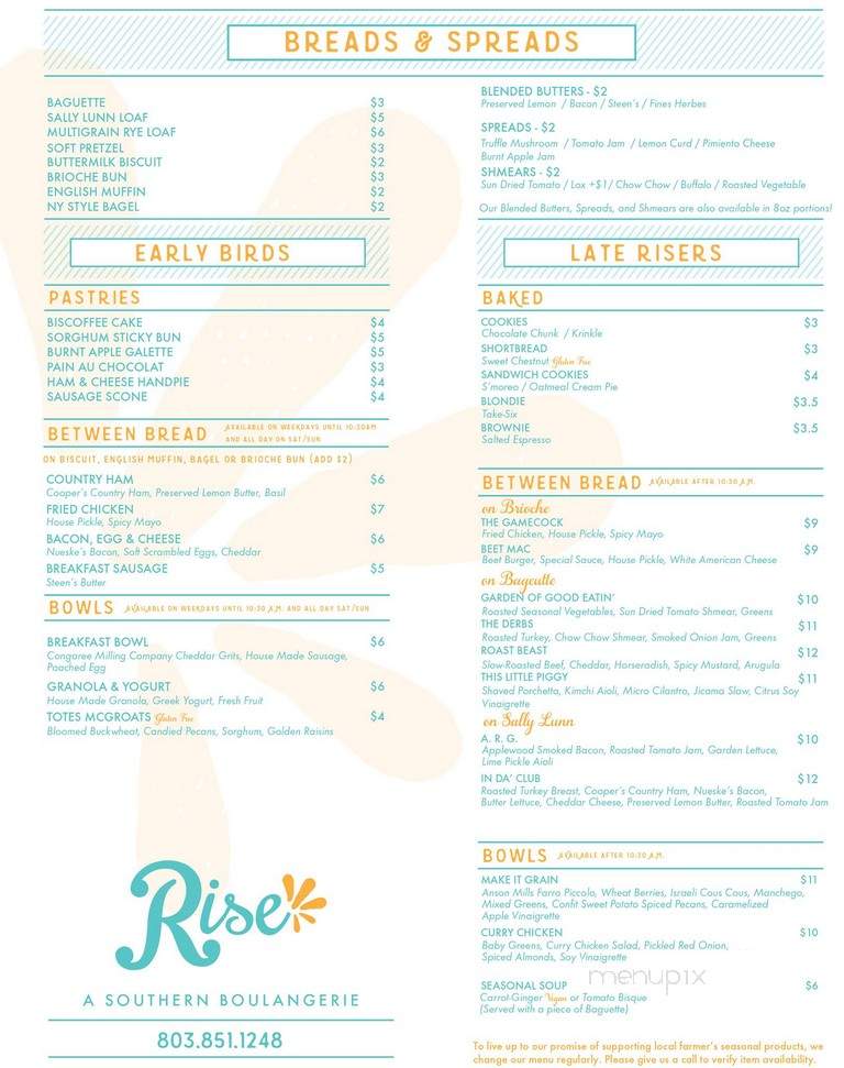 Rise Gourmet Goods and Bakeshop - Columbia, SC menu_pic