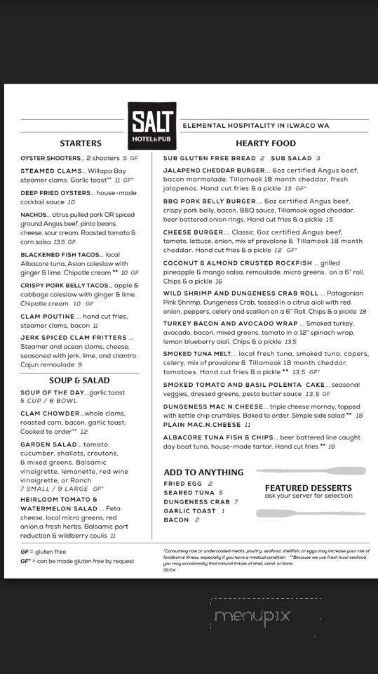 Salt Pub - Ilwaco, WA menu_pic