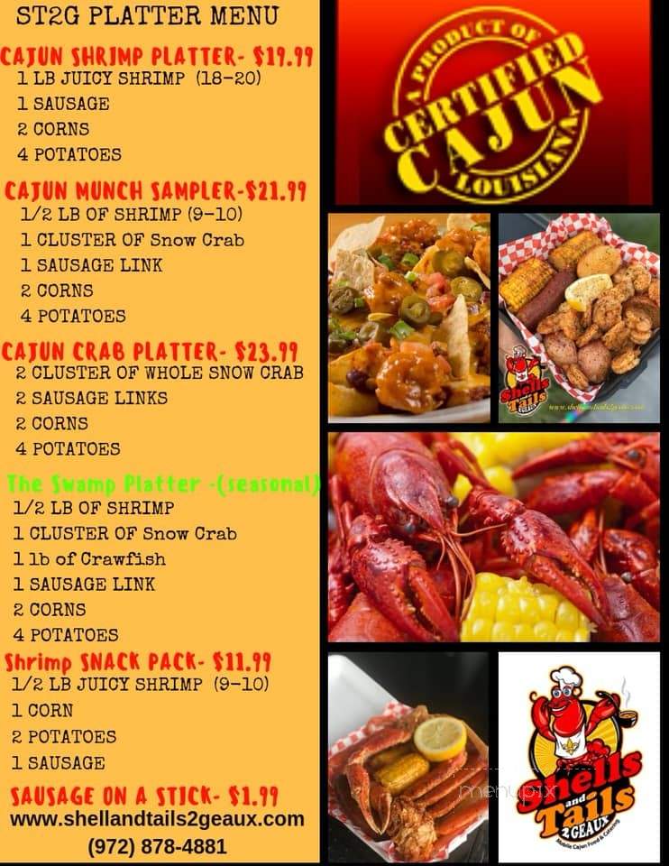Shells and Tails 2 Geaux - Lancaster, TX menu_pic