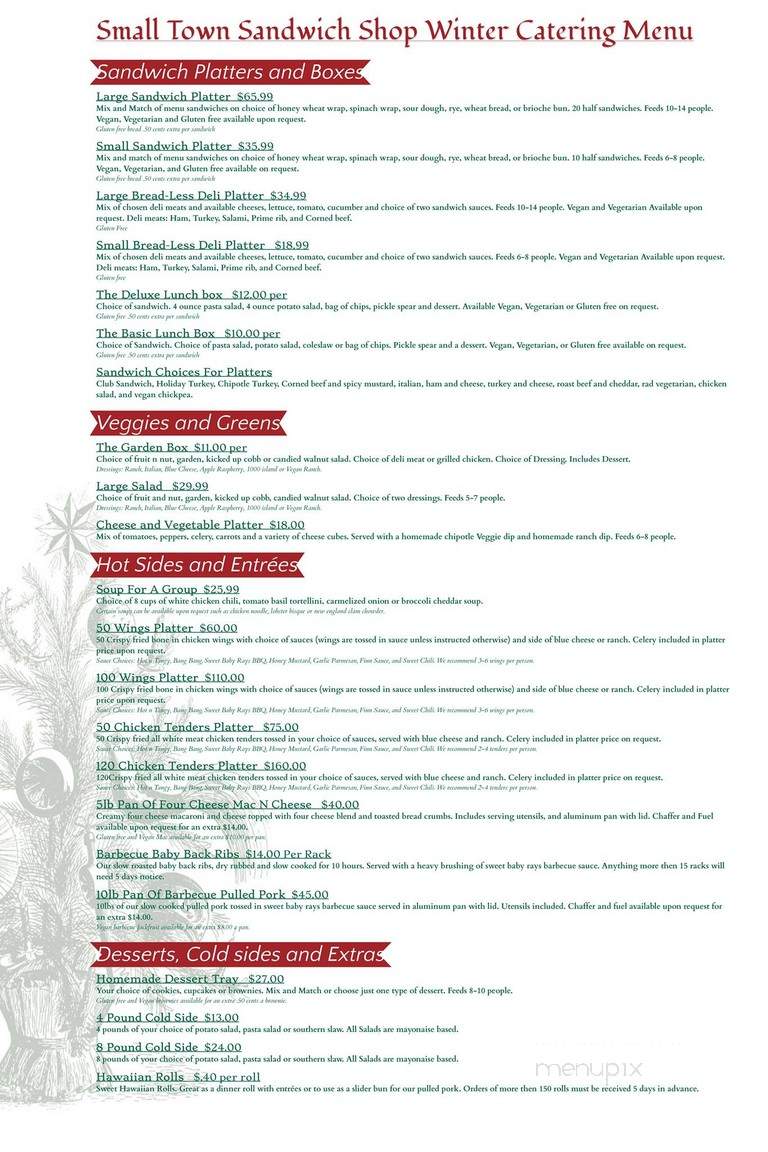 Small Town Sandwich Shop - Spring Lake, MI menu_pic