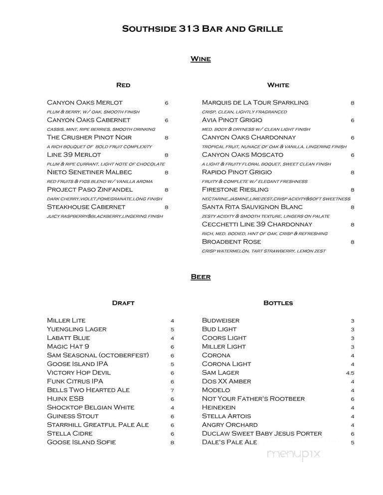 Southside 313 Bar & Grille - Bethlehem, PA menu_pic