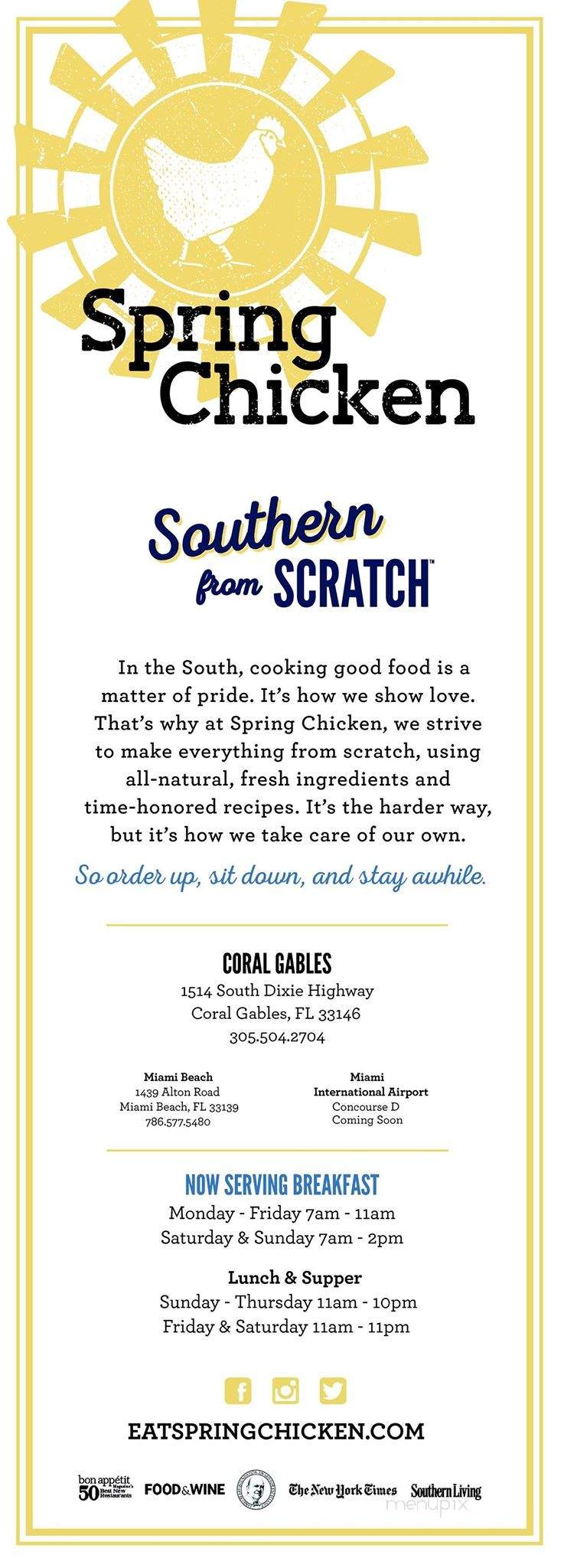 Spring Chicken - Coral Gables, FL menu_pic