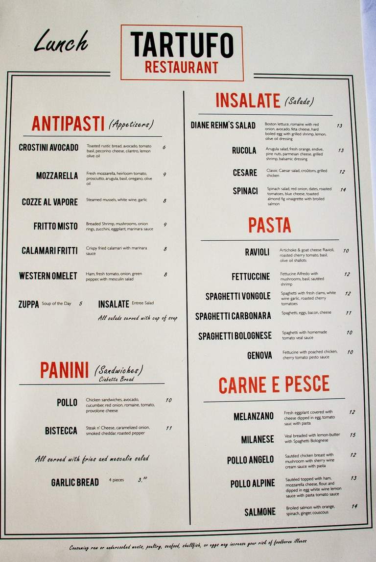 Tartufo - Washington, DC menu_pic