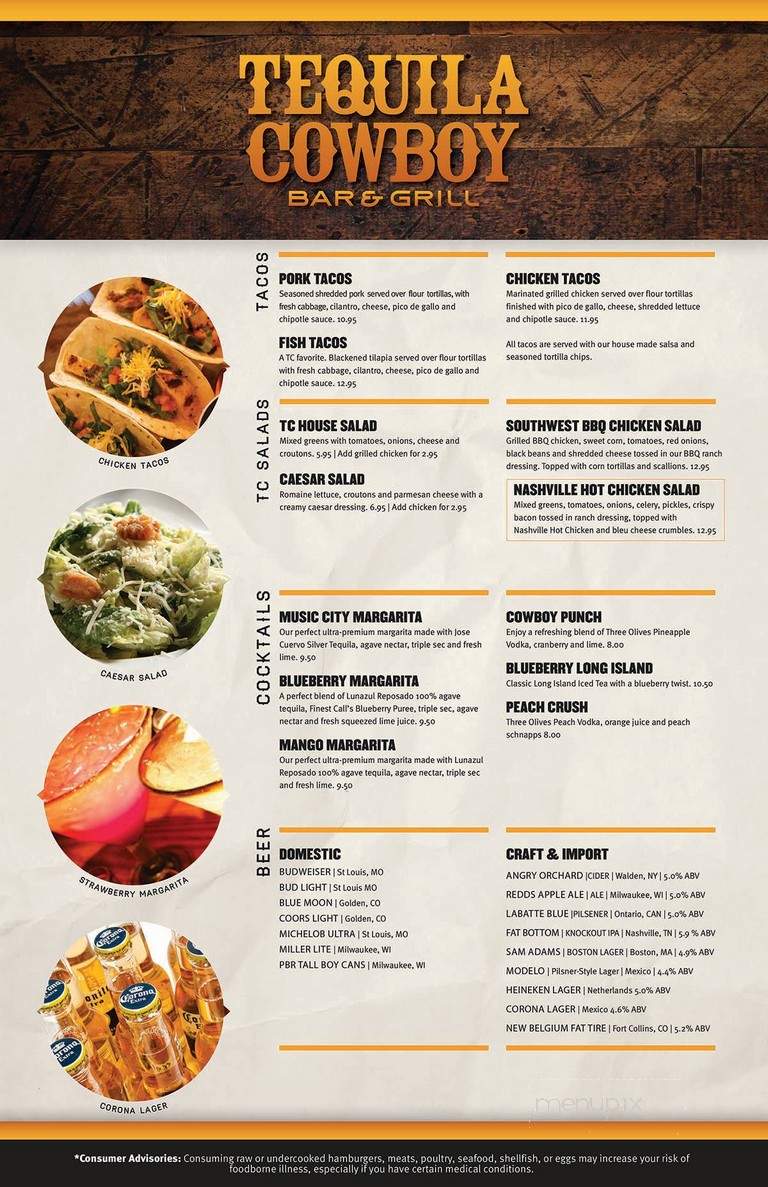 Tequila Cowboy Bar & Grill - Lansing, MI menu_pic