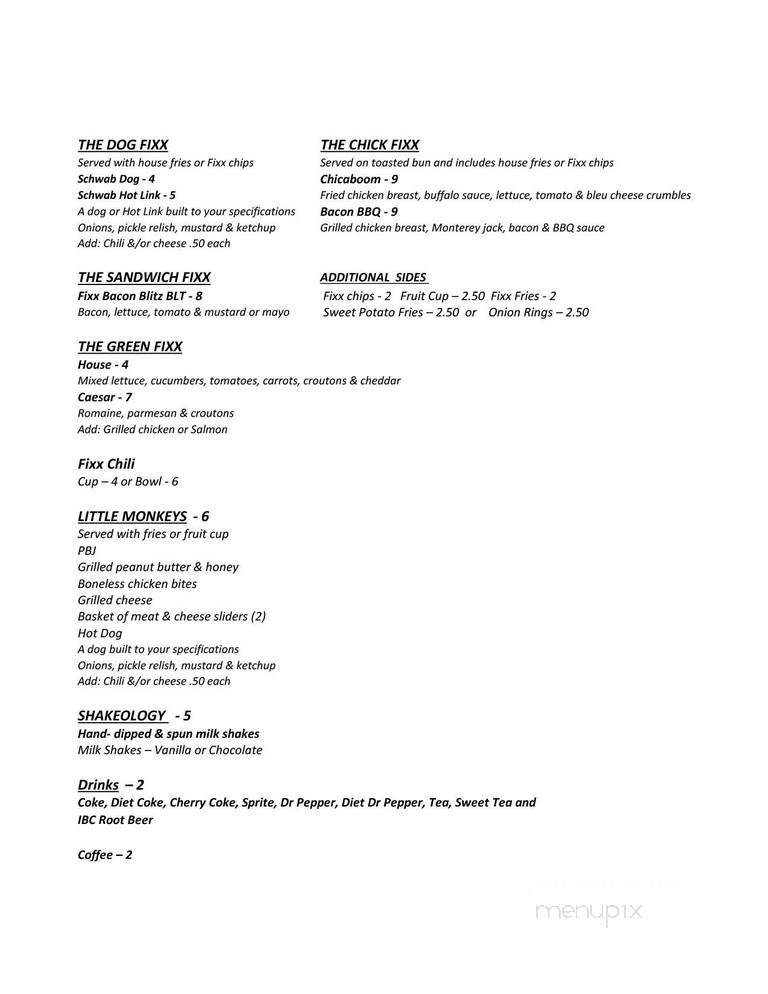 The Fixx - Edmond, OK menu_pic