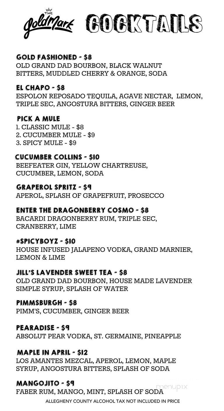 The Goldmark - Pittsburgh, PA menu_pic