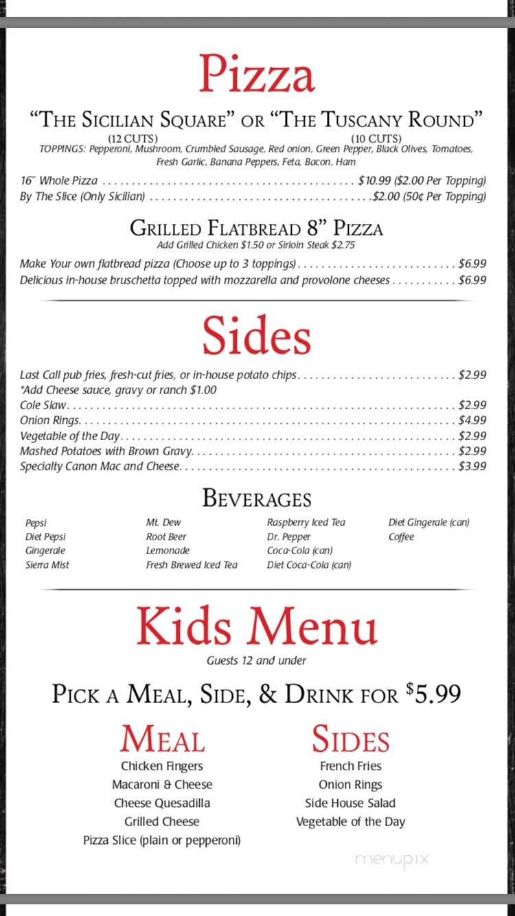The Last Call - Canonsburg, PA menu_pic