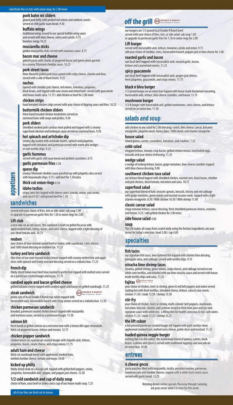 The Lift Bar + Grill 2 - Boise, ID menu_pic