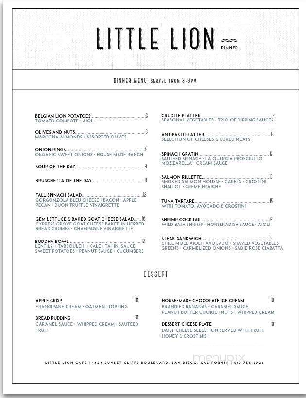 The Little Restaurant - San Diego, CA menu_pic