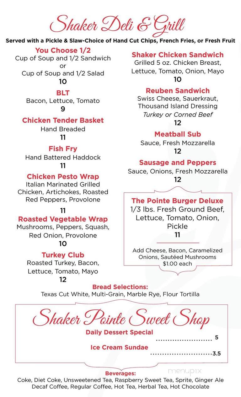 The Restaurant at the Pointe - Watervliet, NY menu_pic