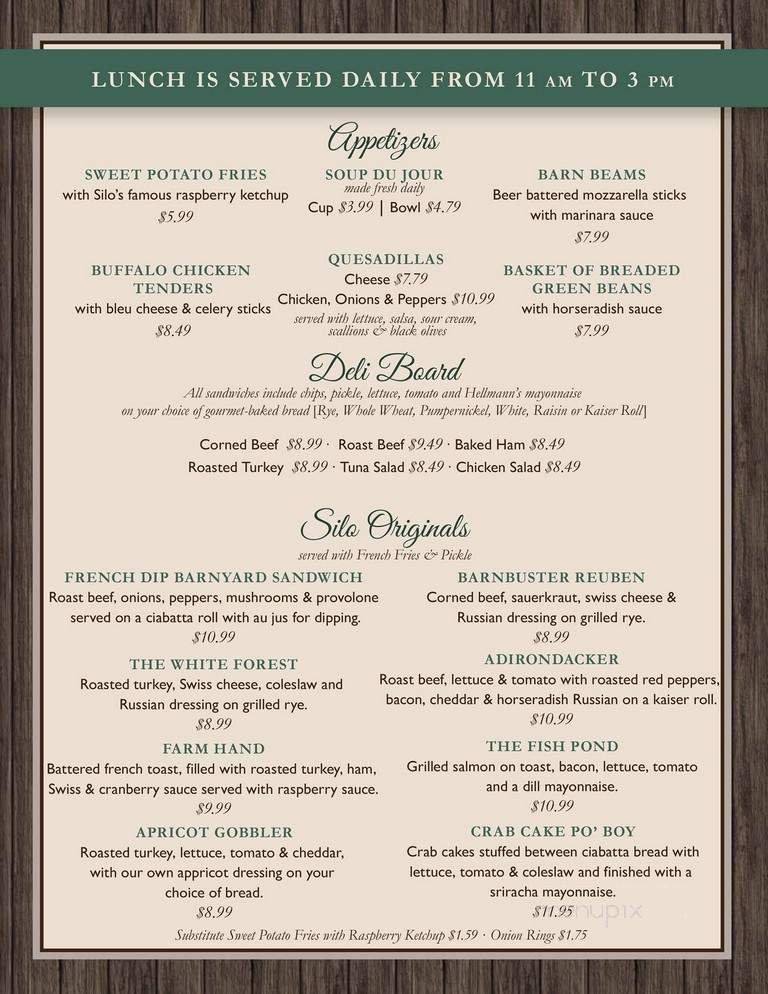 The Silo - Queensbury, NY menu_pic