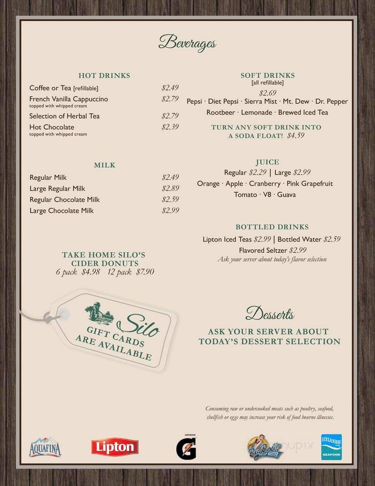 The Silo - Queensbury, NY menu_pic