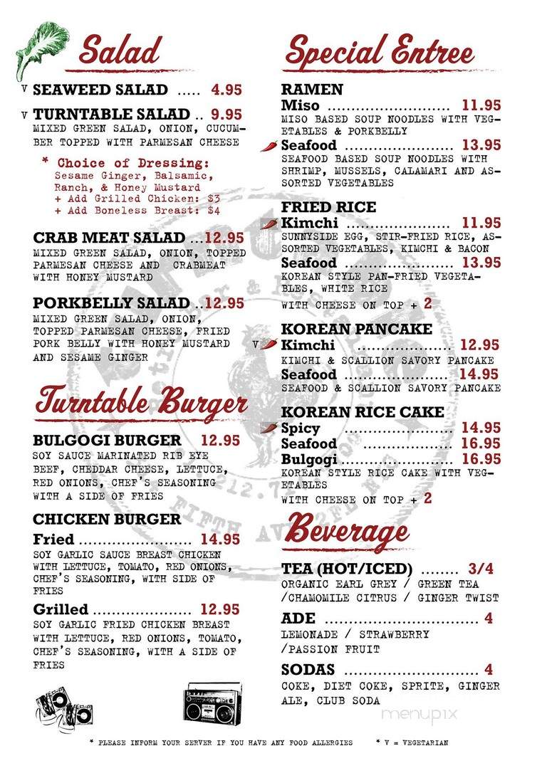 Turntable 5060 - New York, NY menu_pic