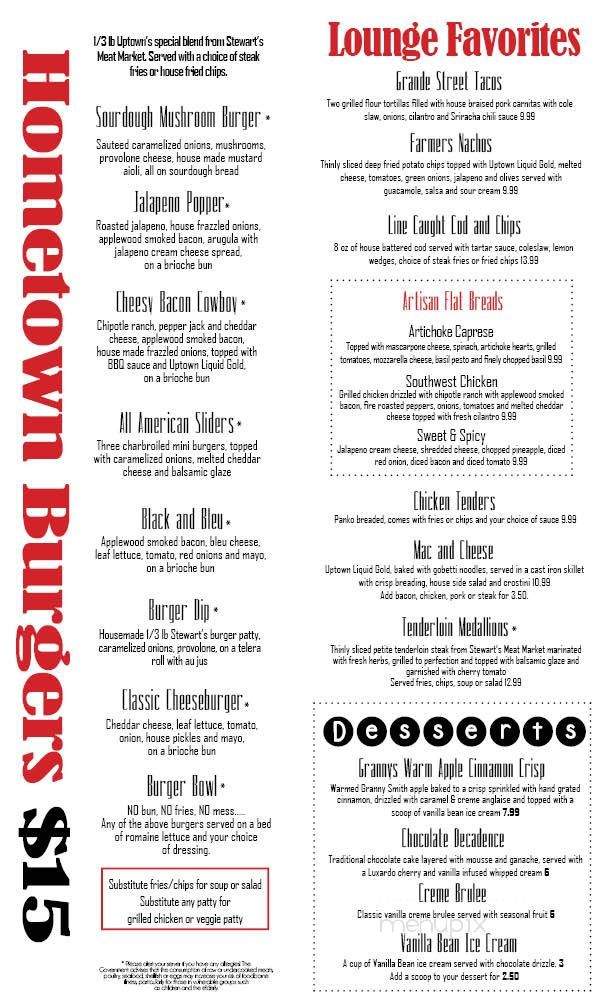 Uptown Lounge - Yelm, WA menu_pic
