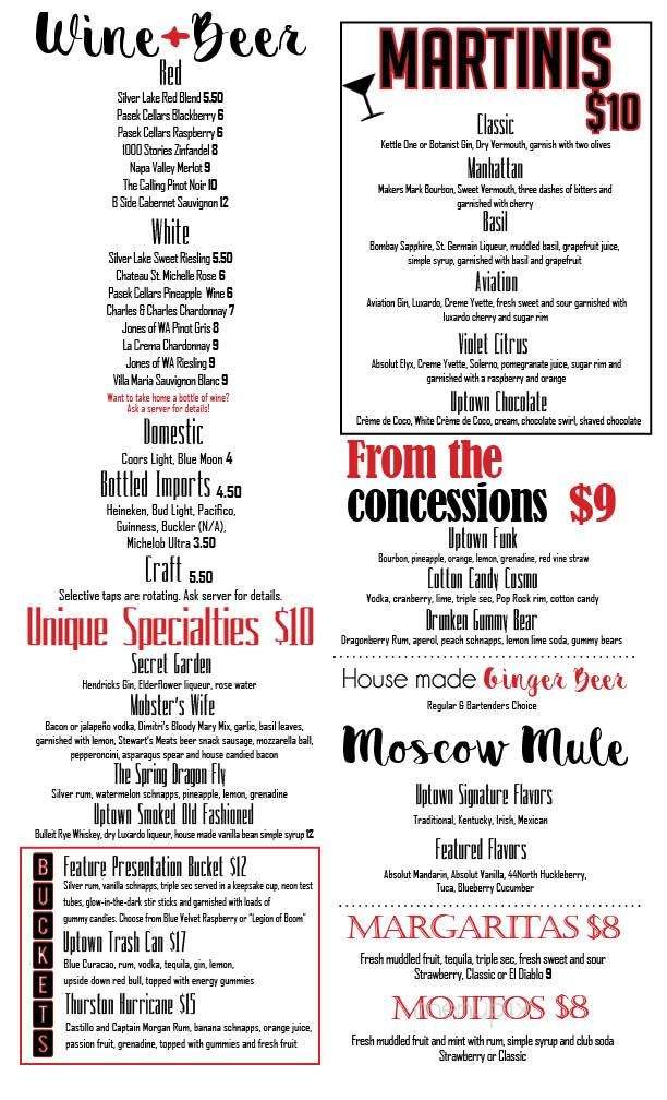 Uptown Lounge - Yelm, WA menu_pic