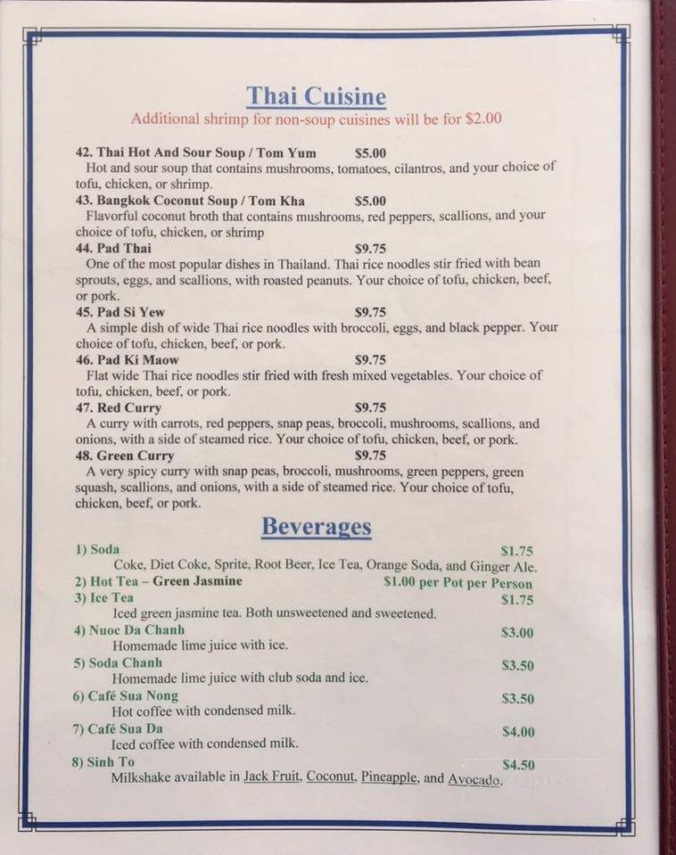 Viet Thai Restaurant - Essex, VT menu_pic