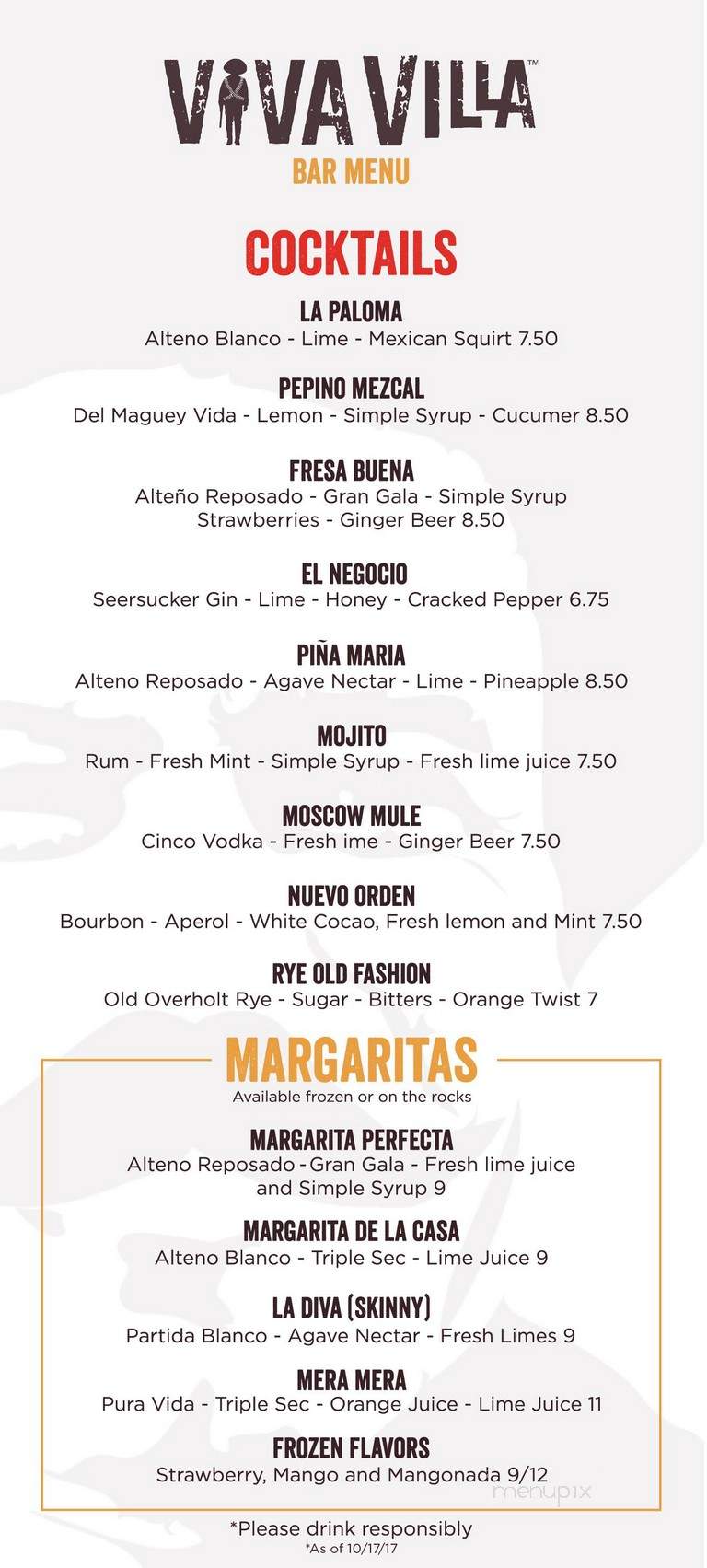 Viva Villa Taqueria - San Antonio, TX menu_pic