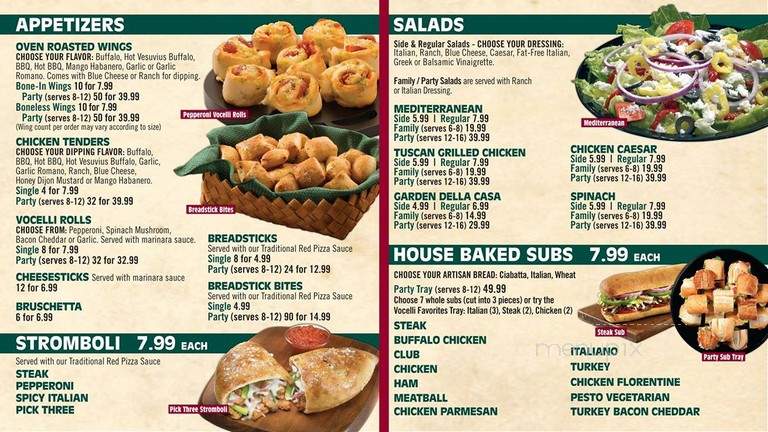 Vocelli's Pizza - Mount Pocono, PA menu_pic
