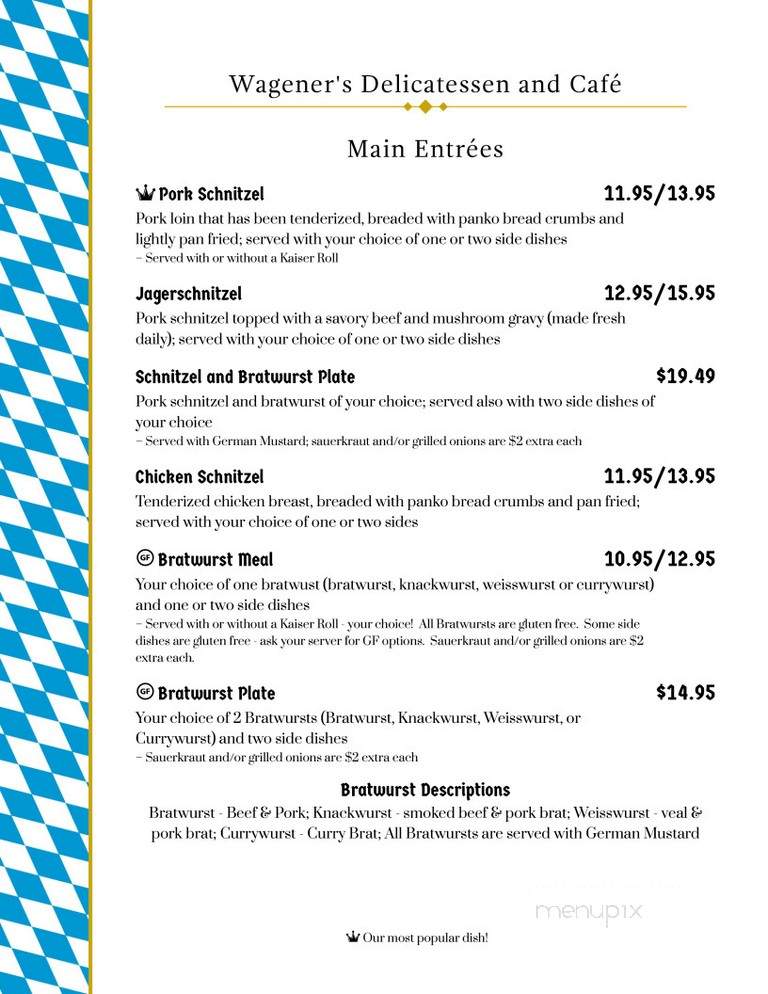 Wagener's Delicatessen & Cafe - Au Train, MI menu_pic