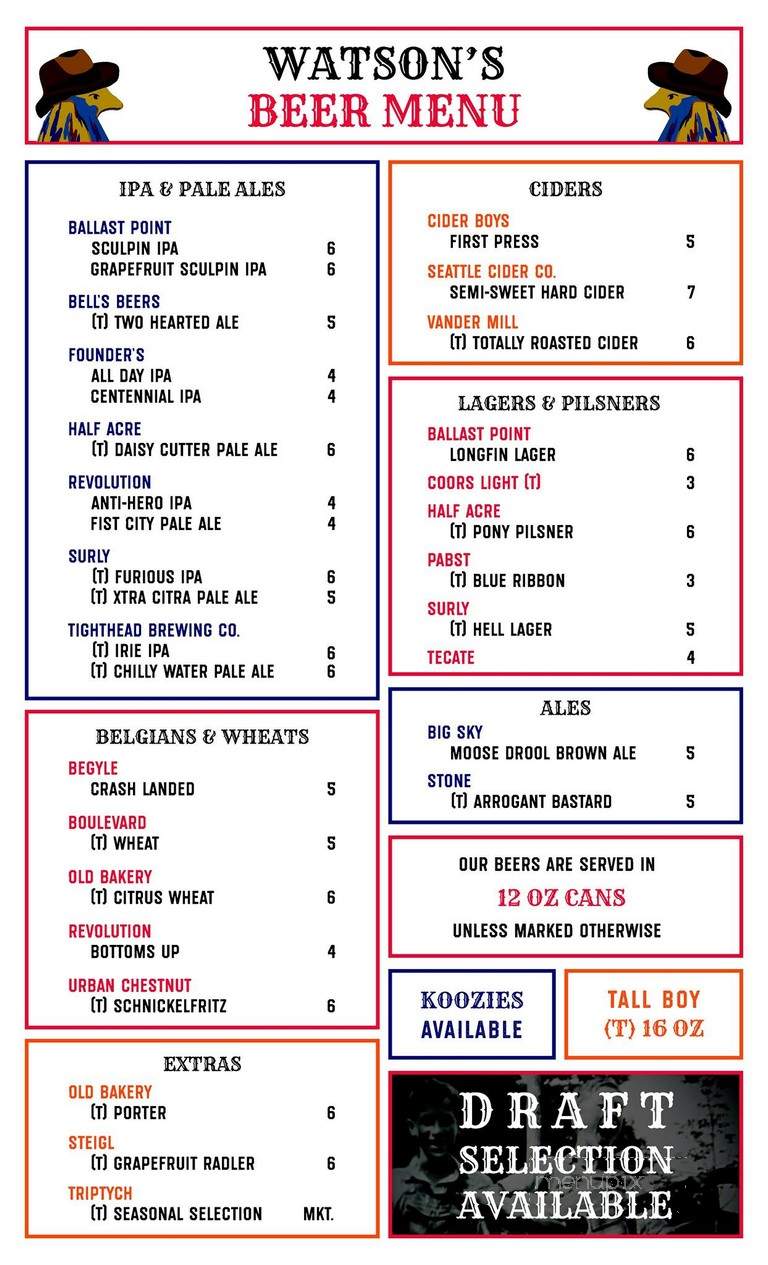 Watson's Shack & Rail - Champaign, IL menu_pic